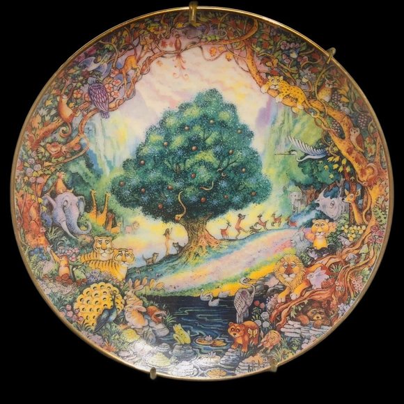 Franklin Mint Other - Vtg Bill Bell Art "Paradise" Porcelain Collectors Plate Numbered Religious